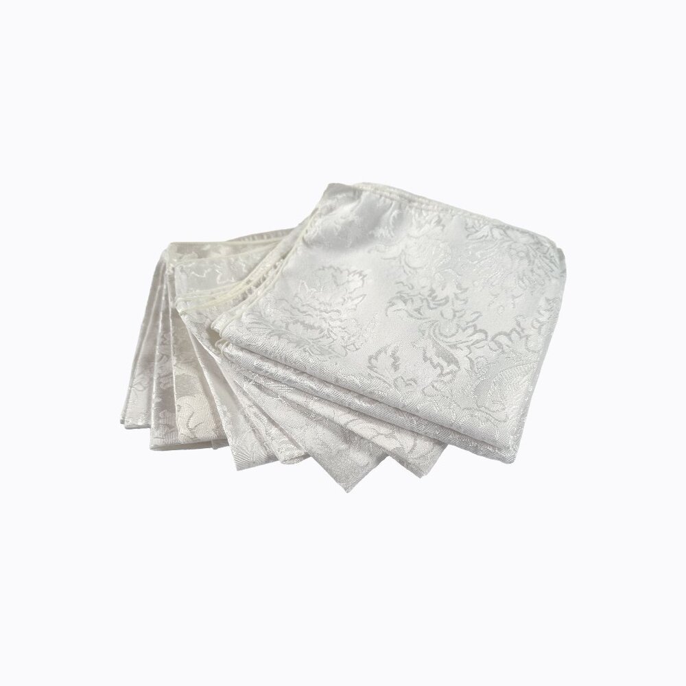 Vintage Fortunoff Napkin 12Pc Bundle Royalty Floral Damask Jacquard Pearl Cameo